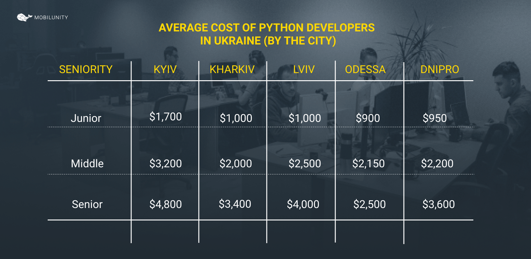 cost of Python developer in Ukraine