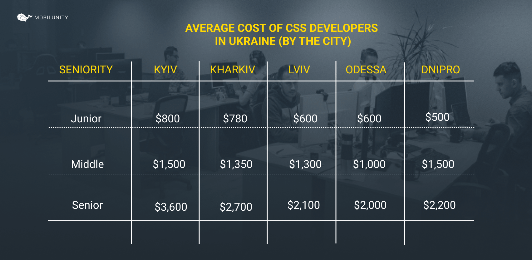 cost of css developer in Ukraine