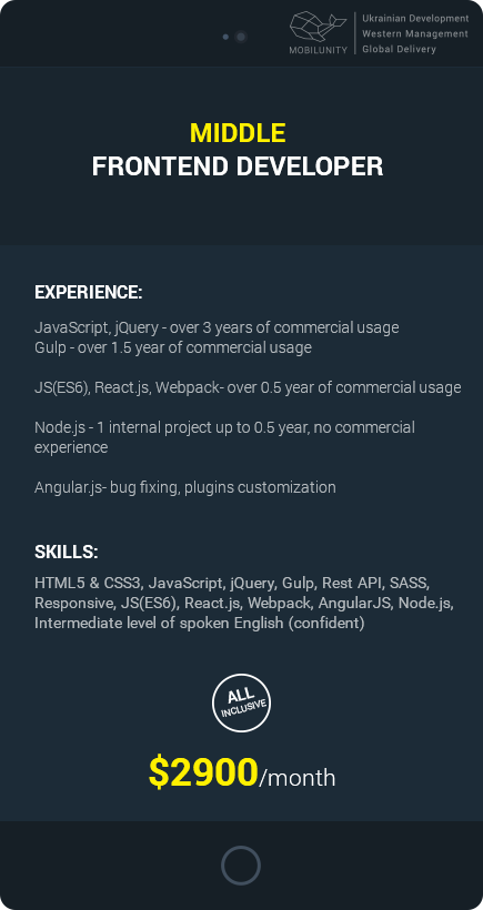 Dedicated Middle Frontend React Developer Resume Dedicated Middle Frontend React Developer Resume