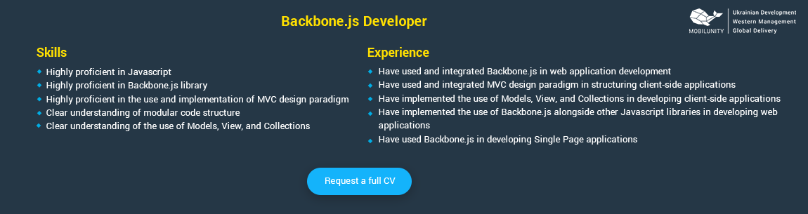 backbonejs developer resume sample