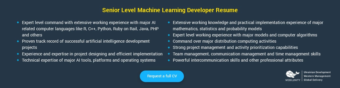 senior machine learning developer resume sample