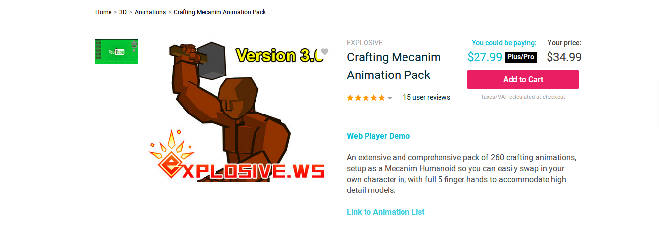 Crafting Mecanim Animation Pack OpenCV and Unity Project Crafting Mecanim Animation Pack OpenCV and Unity Project
