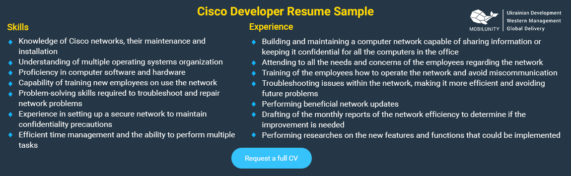 cisco network engineer resume