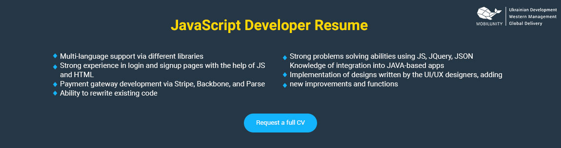 javascript developer resume sample