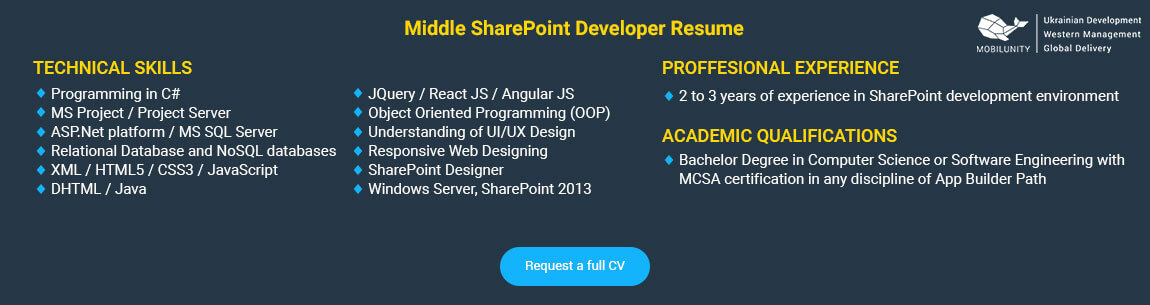 middle sharepoint expert resume example