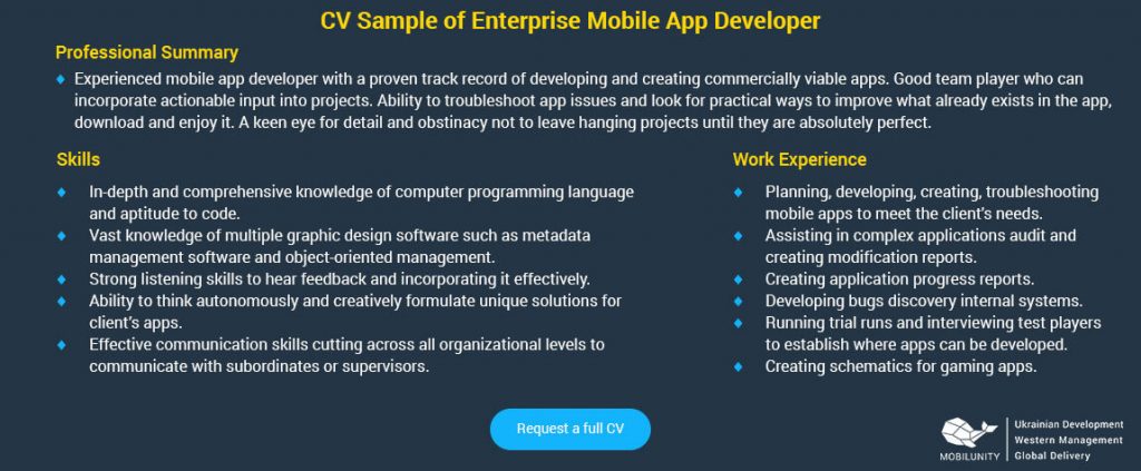 smart tips to choose the best enterprise mobile developer mobilunity mobile developer resume