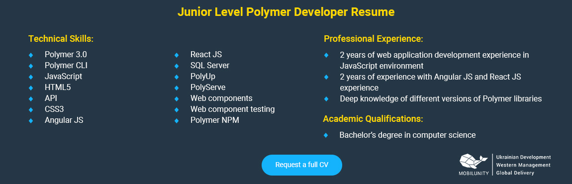 junior polymer developer resume