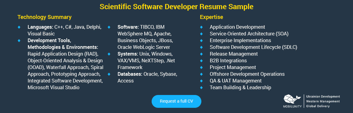 scientific software developer resume