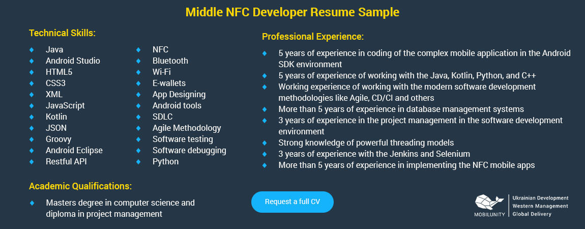 nfc card programmer resume sample