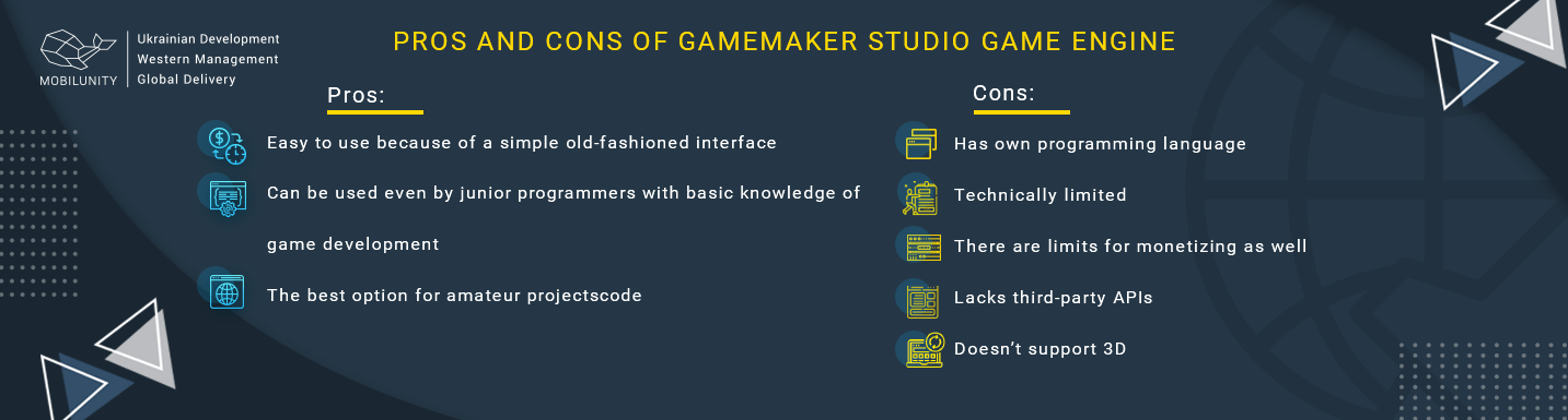 pros and cons of gamemaker studio game engine