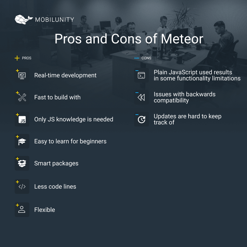 pros and cons of meteor js web framework