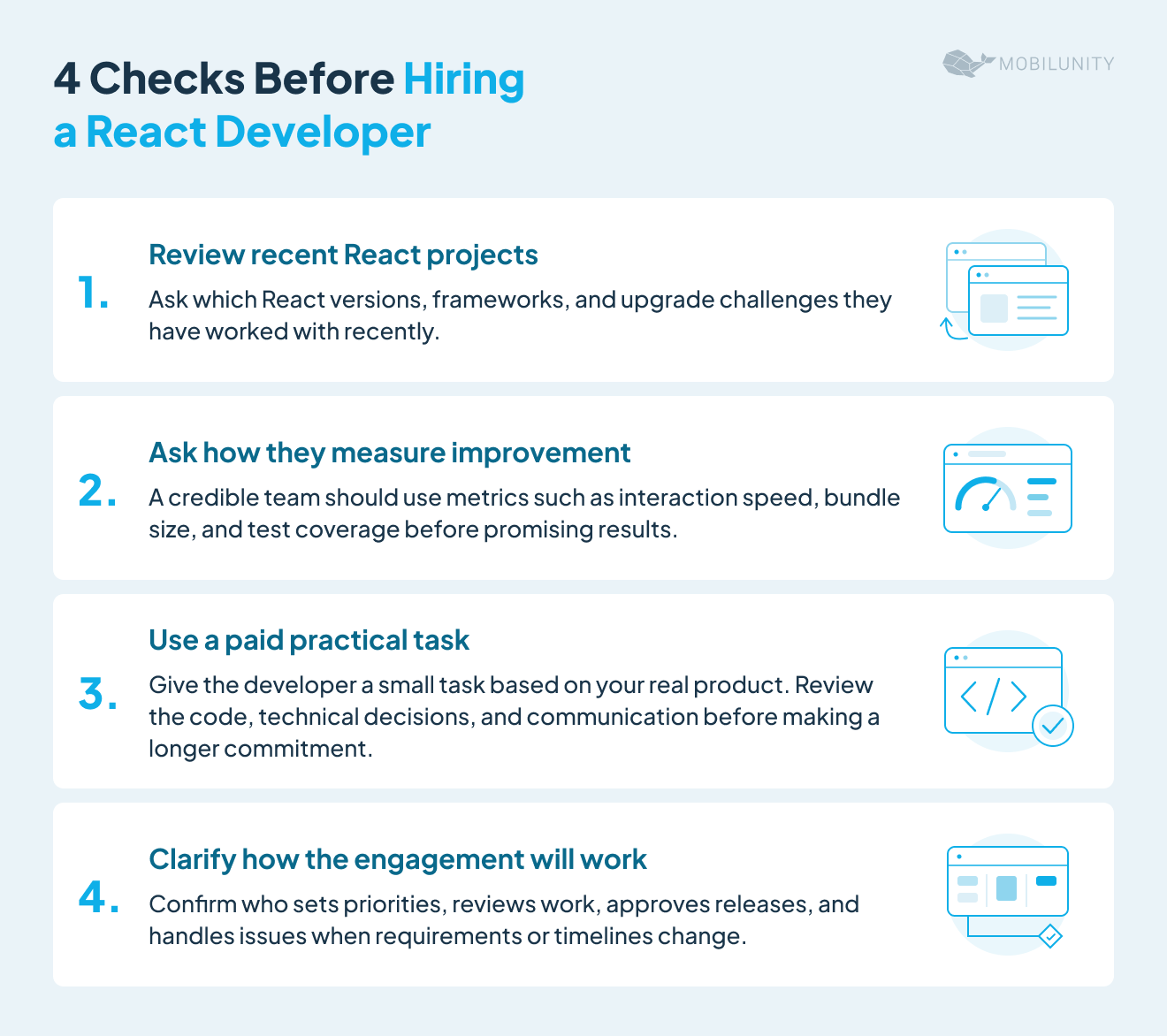 4 checks before hiring a react developer