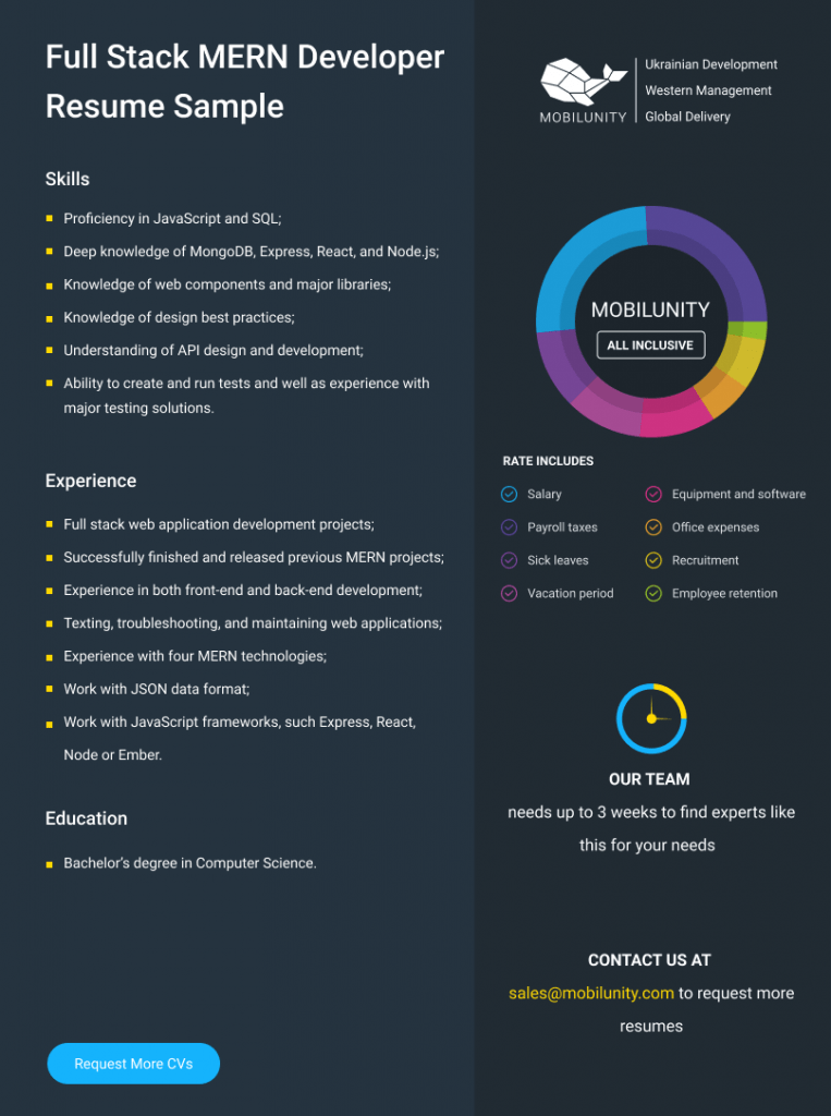 mern stack developer resume sample
