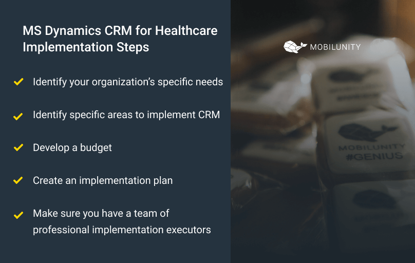 steps of implementation dynamics crm for healthcare