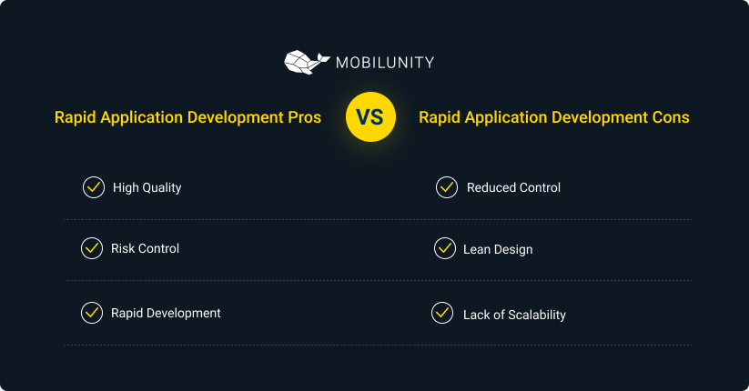 advantages and disadvantages of rapid application development
