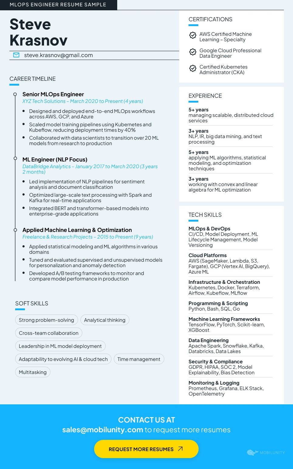 MLOps-Specialized Candidate Profile Featuring Tech Skills, Experience, Certifications, and More I Mobilunity