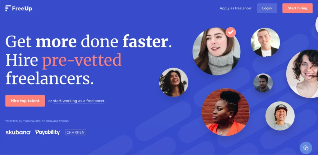 FreeUp marketplace with pre-vetted freelance talent