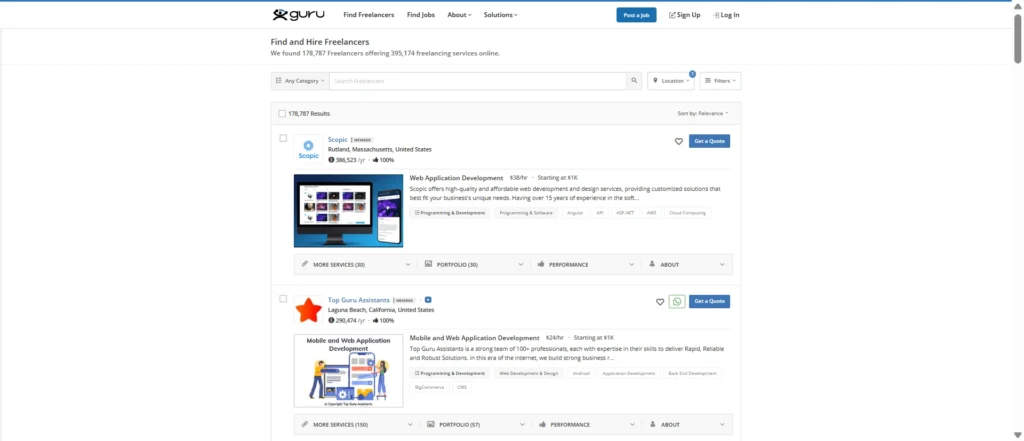 Find experienced freelance developers on Guru.com