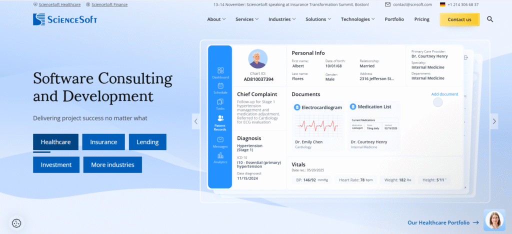 ScienceSoft website ScienceSoft website